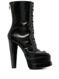 Roberto Cavalli lace-up leather platform boots - Black