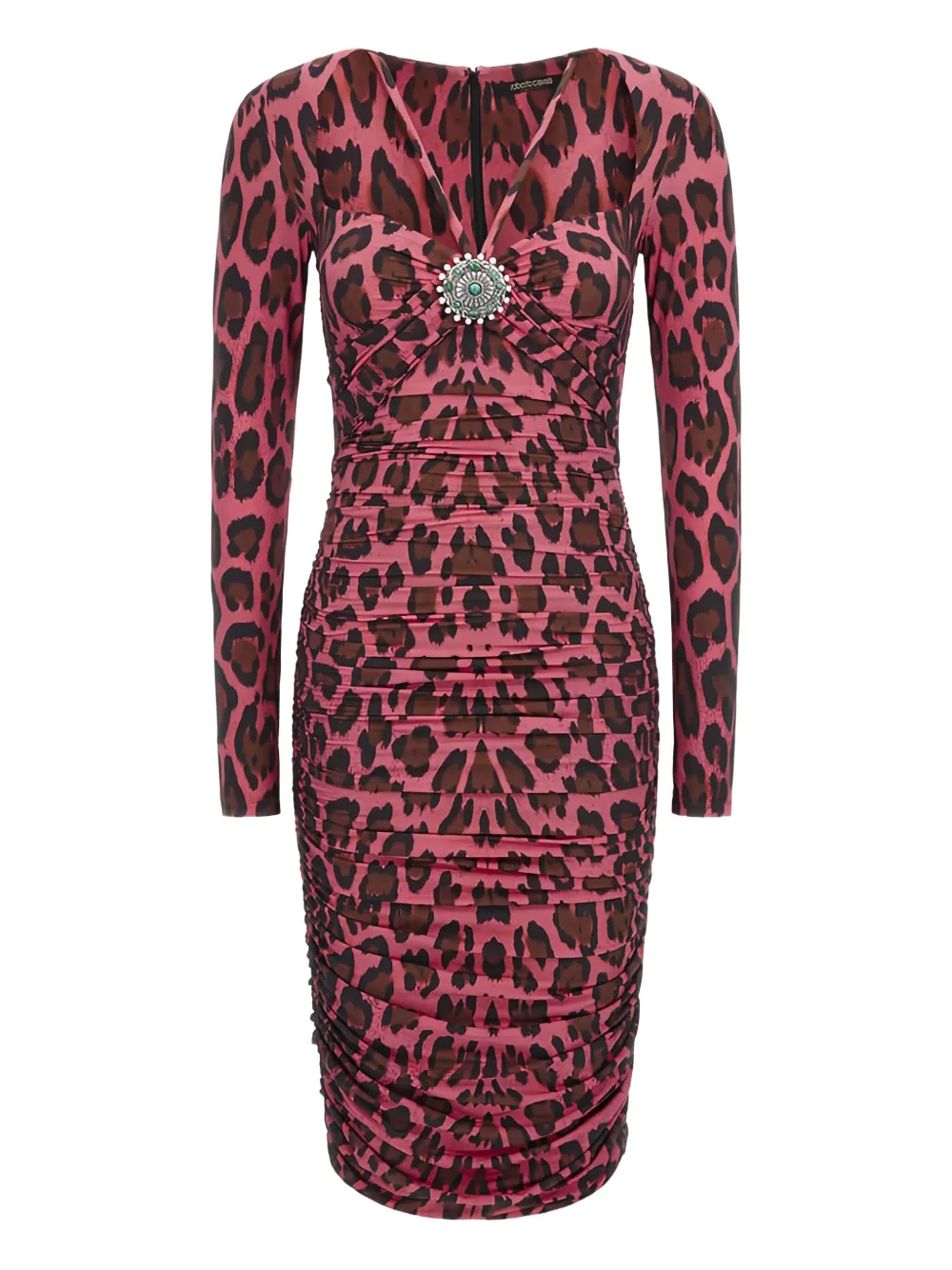 Roberto Cavalli leopard-print embellished midi dress | Pink | Image 1