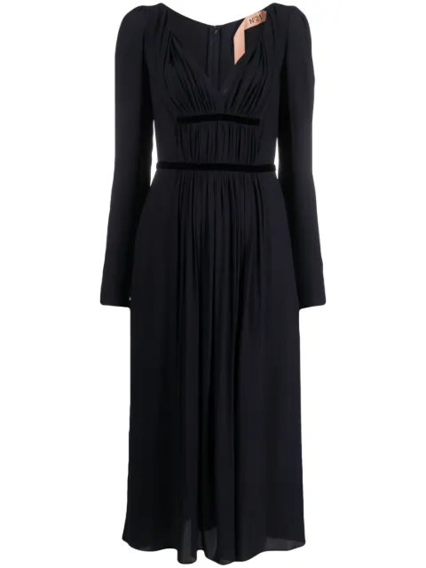 Nº21 V-neck pleated midi dress