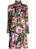 JANE Romeo floral-print shift minidress - Black