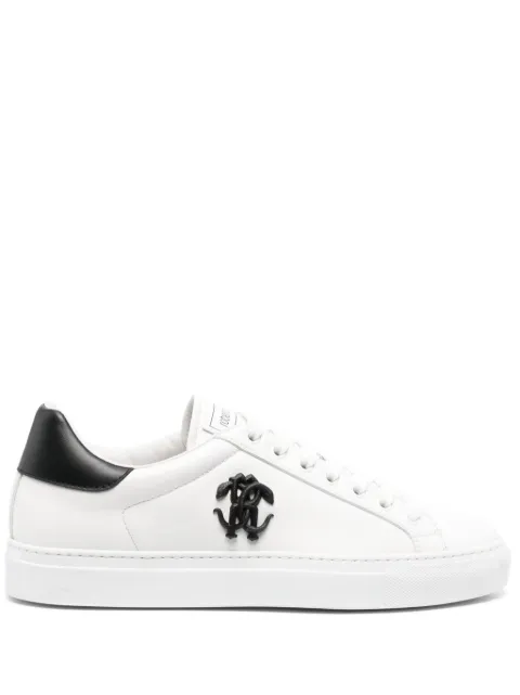 Roberto Cavalli logo-plaque leather sneakers 