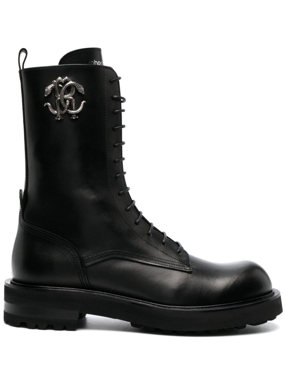 logo-plaque leather boots