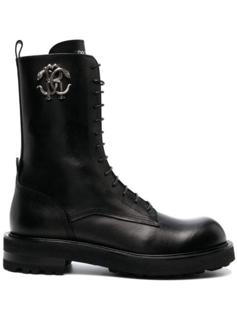 Roberto Cavalli logo-plaque leather boots 