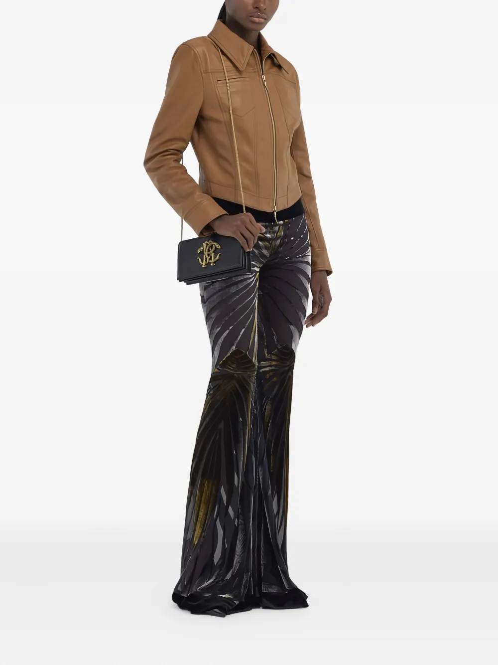 Roberto Cavalli Broek met abstracte print - Zwart