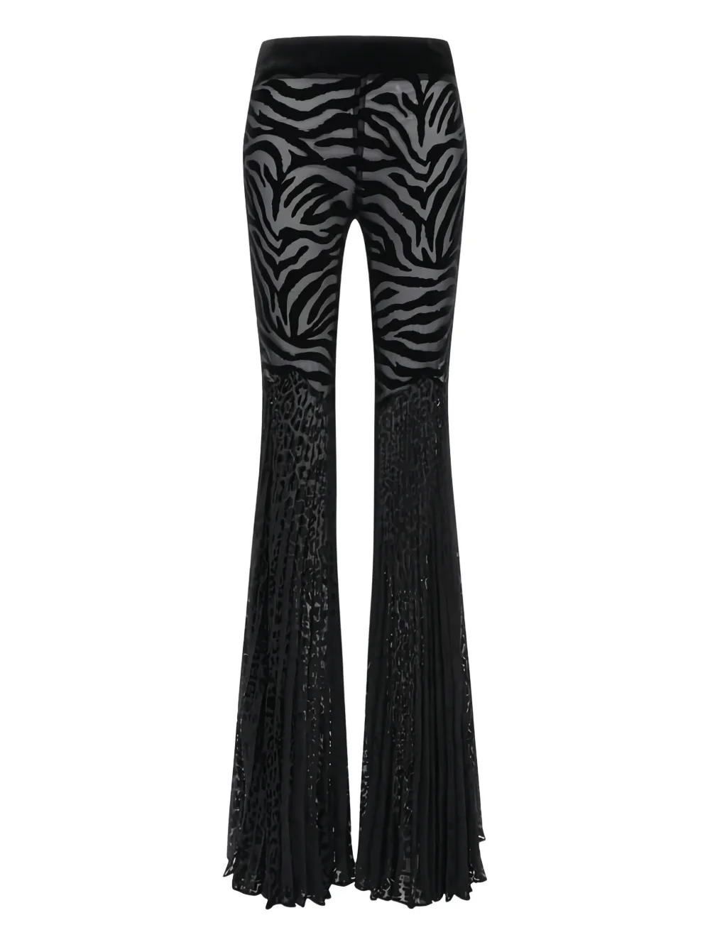 Roberto Cavalli Velvet Pants With Ray Of Gold Print In Black