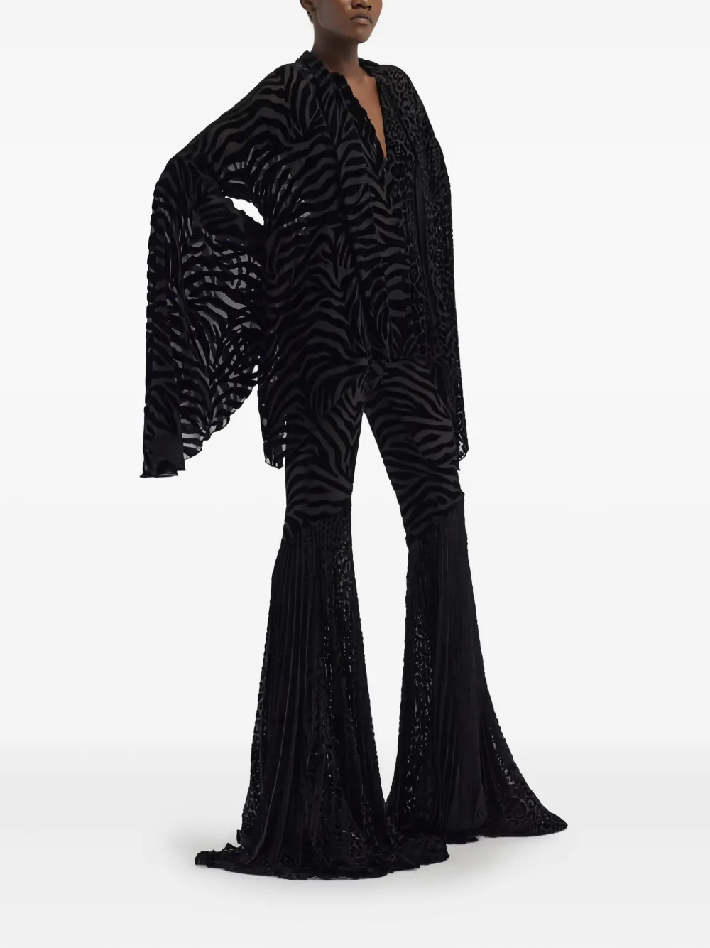 Roberto Cavalli Ray of Gold flared broek met print - Zwart