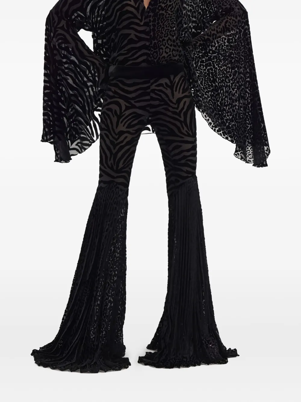Roberto Cavalli Velvet Pants With Ray Of Gold Print In Black