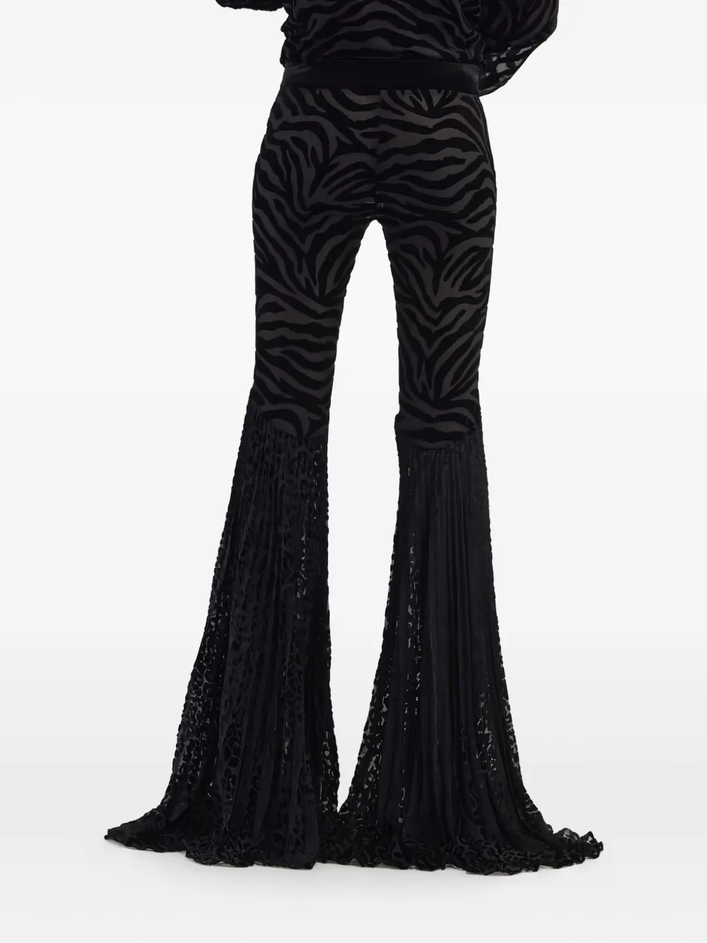 Roberto Cavalli Velvet Pants With Ray Of Gold Print In Black