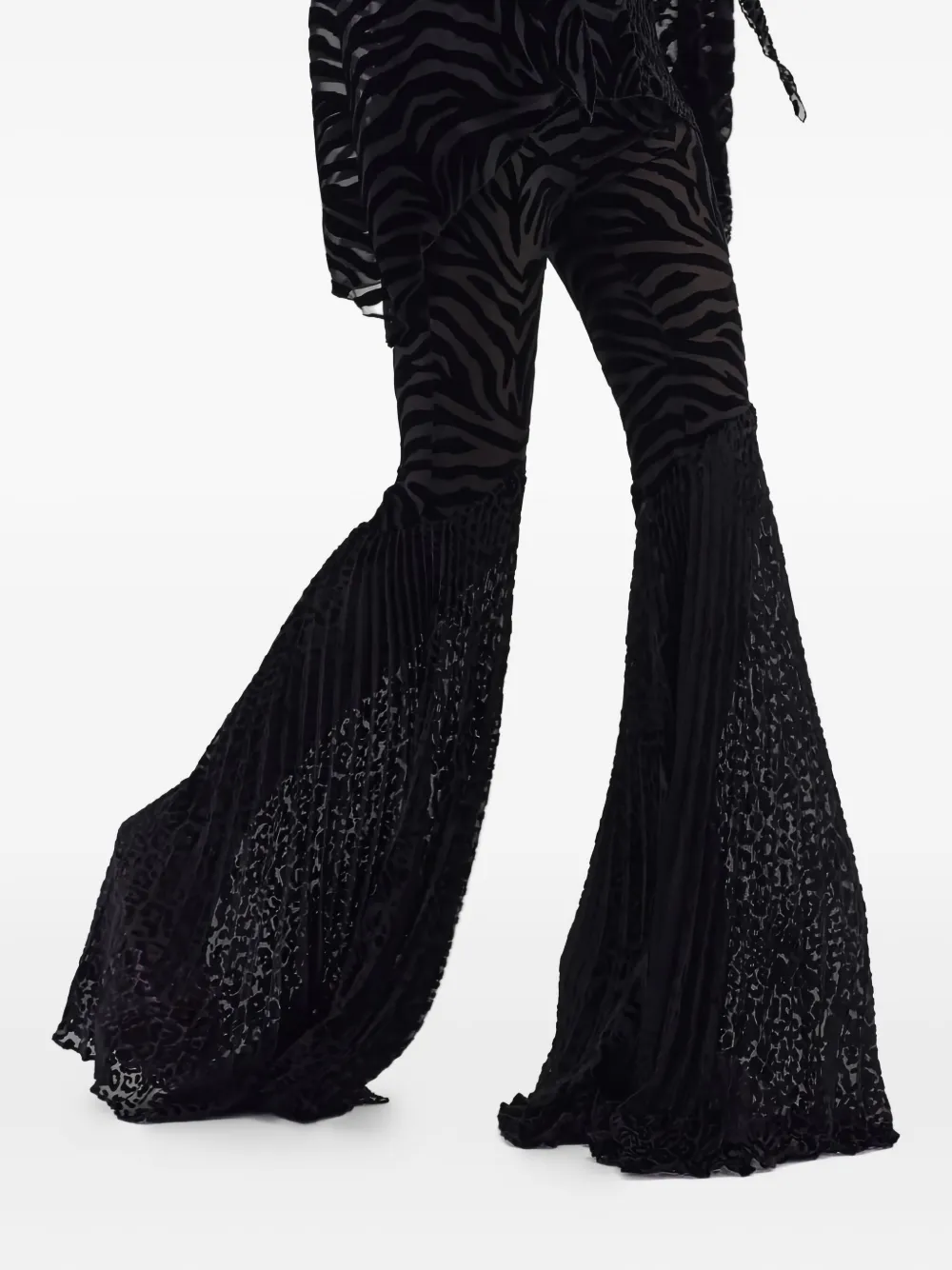 Roberto Cavalli Velvet Pants With Ray Of Gold Print In Black