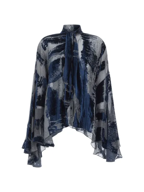 Roberto Cavalli devoré-effect pussy-bow shirt