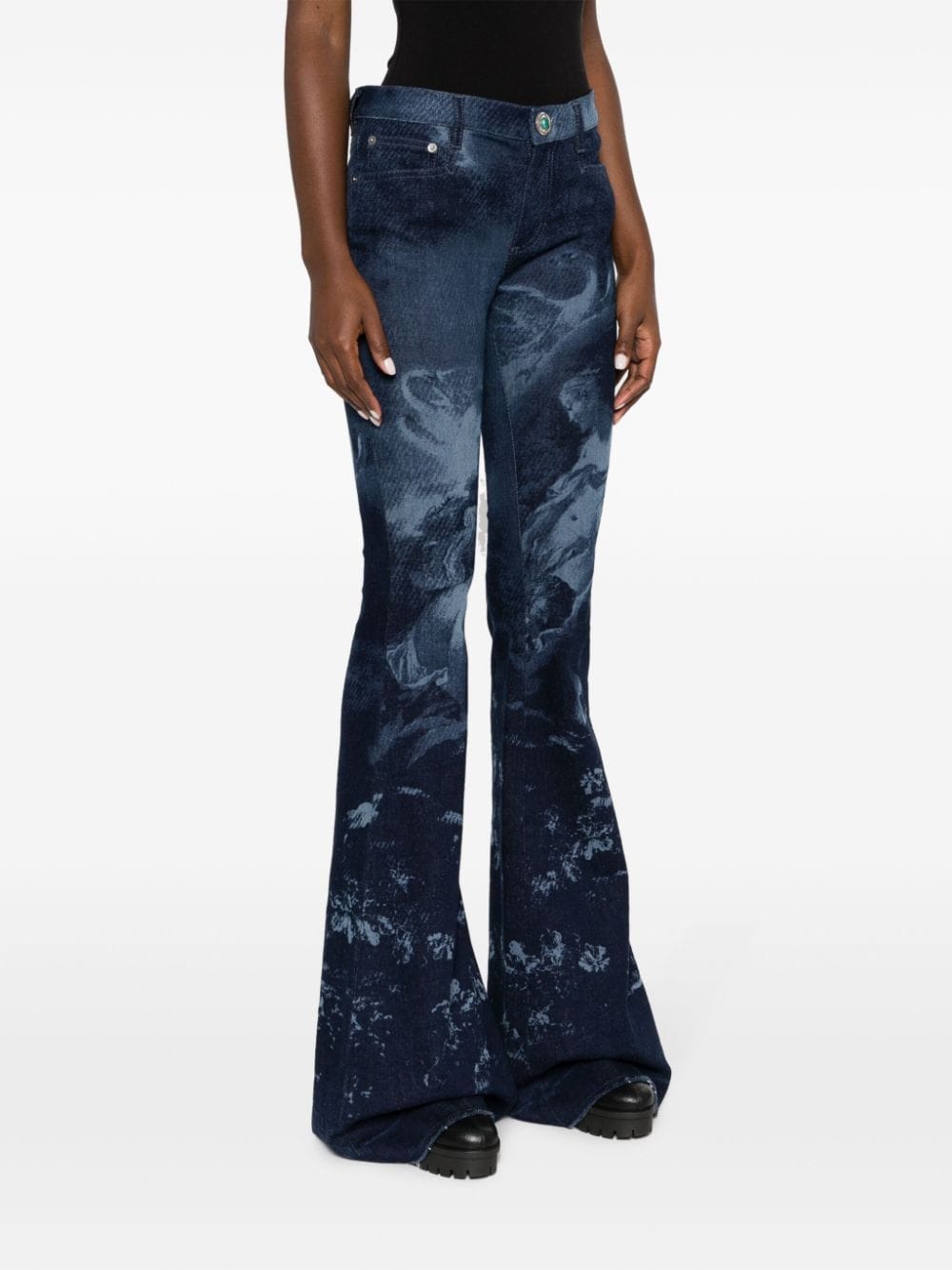 Shop Roberto Cavalli Baroque-pattern Flared Jeans In 04986 Denim