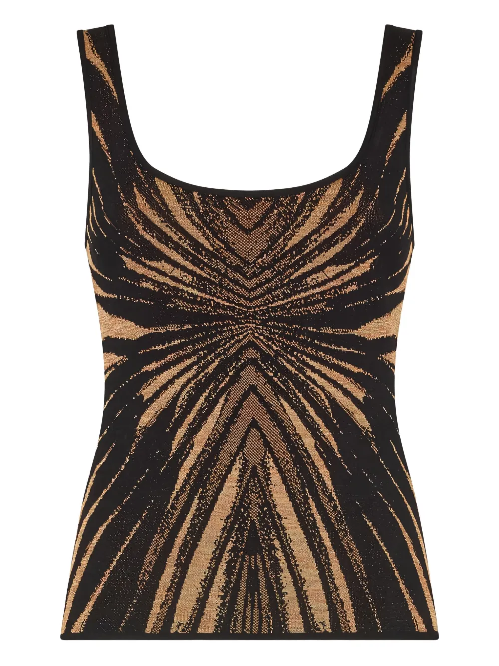 Roberto Cavalli Knit Top With Ray Of Gold Print In Gold