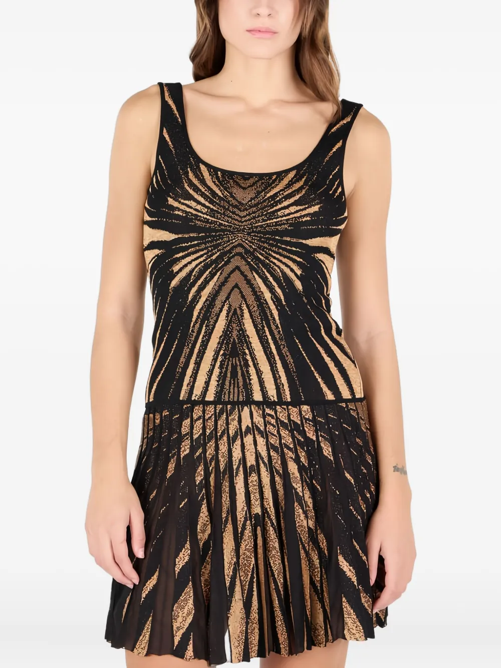 Roberto Cavalli Knit Top With Ray Of Gold Print In Gold