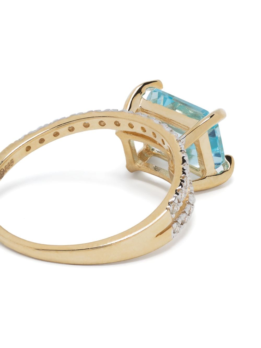 Shop Mateo 14kt Yellow Gold Point Of Focus Diamond And Topaz Ring