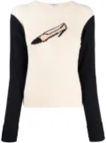 CHANEL Pre-Owned 1990-2000s shoe-motif cashmere jumper - White