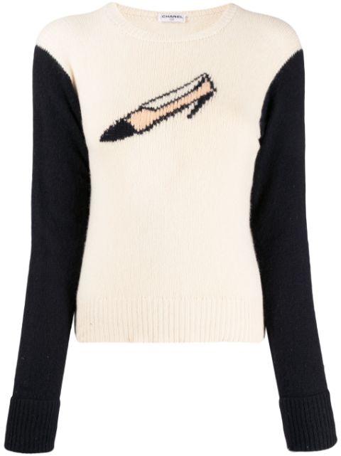 CHANEL 1990-2000s shoe-motif cashmere jumper Women