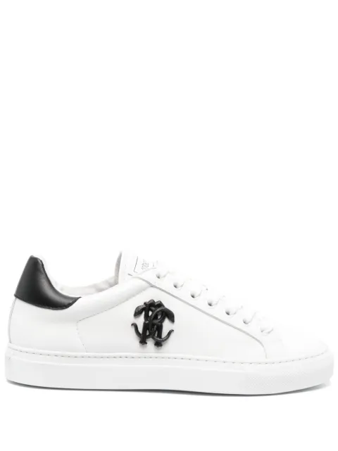 Roberto Cavalli logo-plaque leather sneakers 