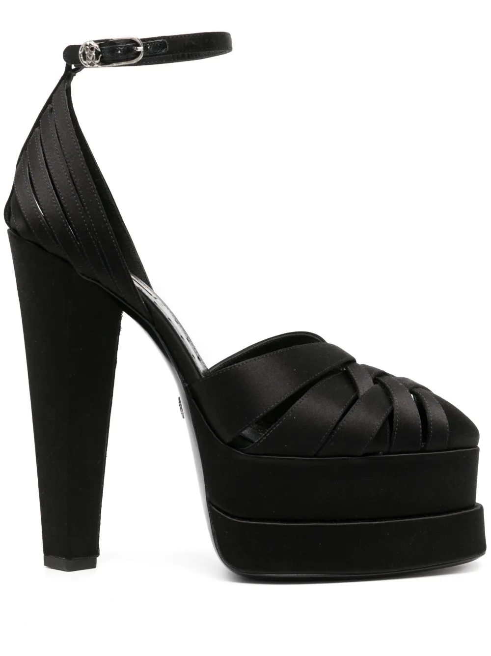 caged leather platform sandals