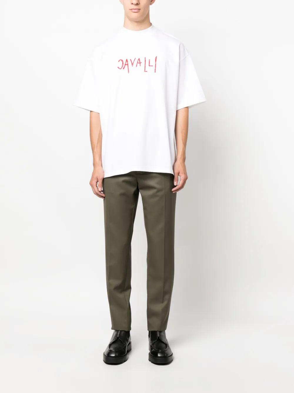 Roberto Cavalli logo-embroidered short-sleeve T-shirt - Wit