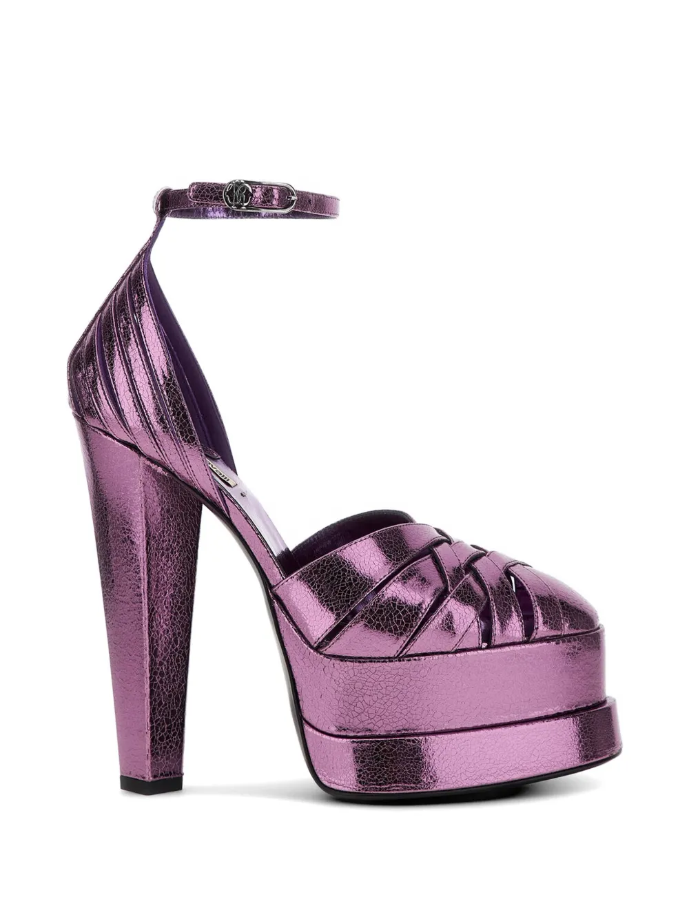 Roberto Cavalli metallic-effect platform sandals Paars