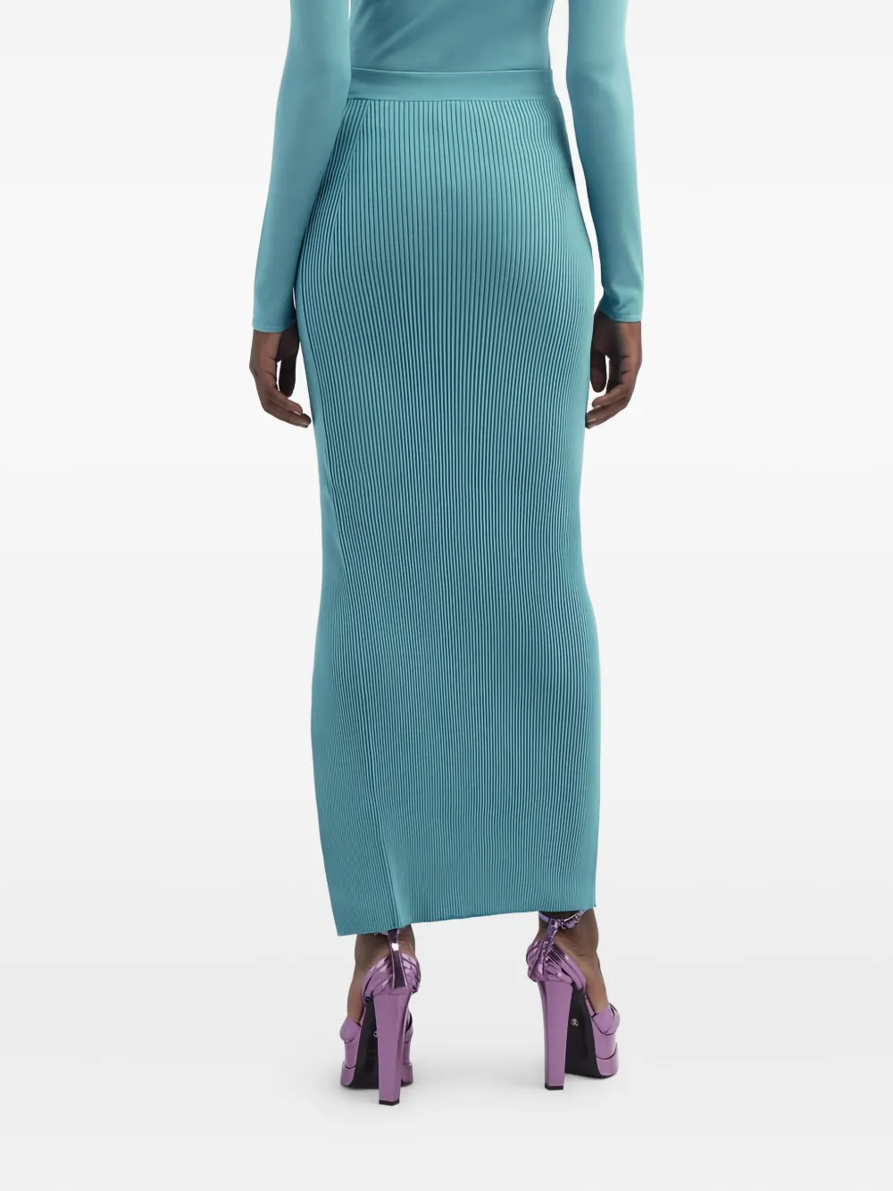 Roberto Cavalli Geribbelde maxi-rok met split Blauw