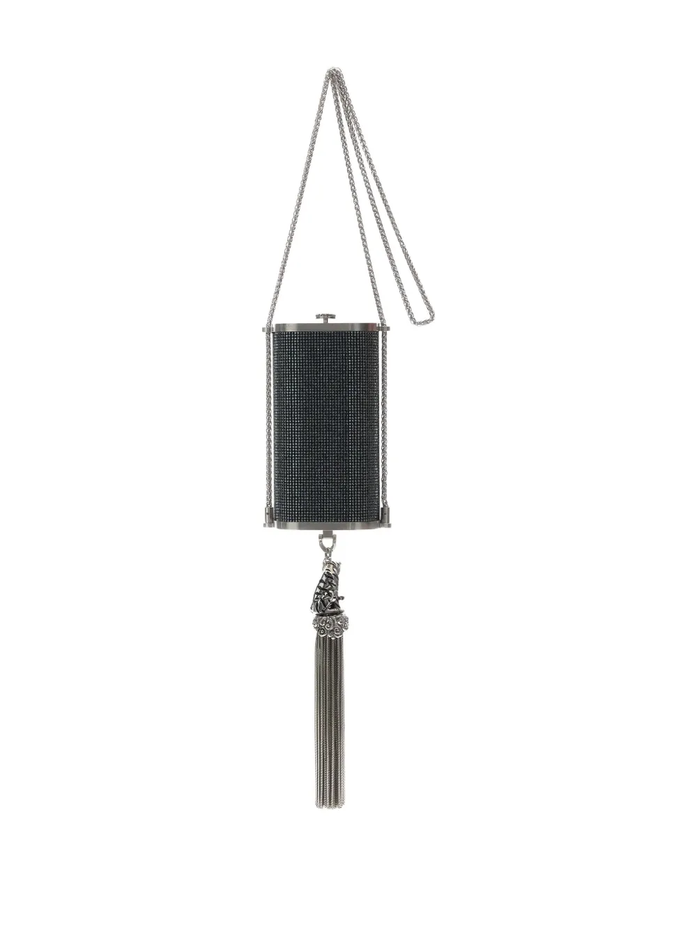 Roberto Cavalli Crystal-embellished Tassel Shoulder Bag In Black