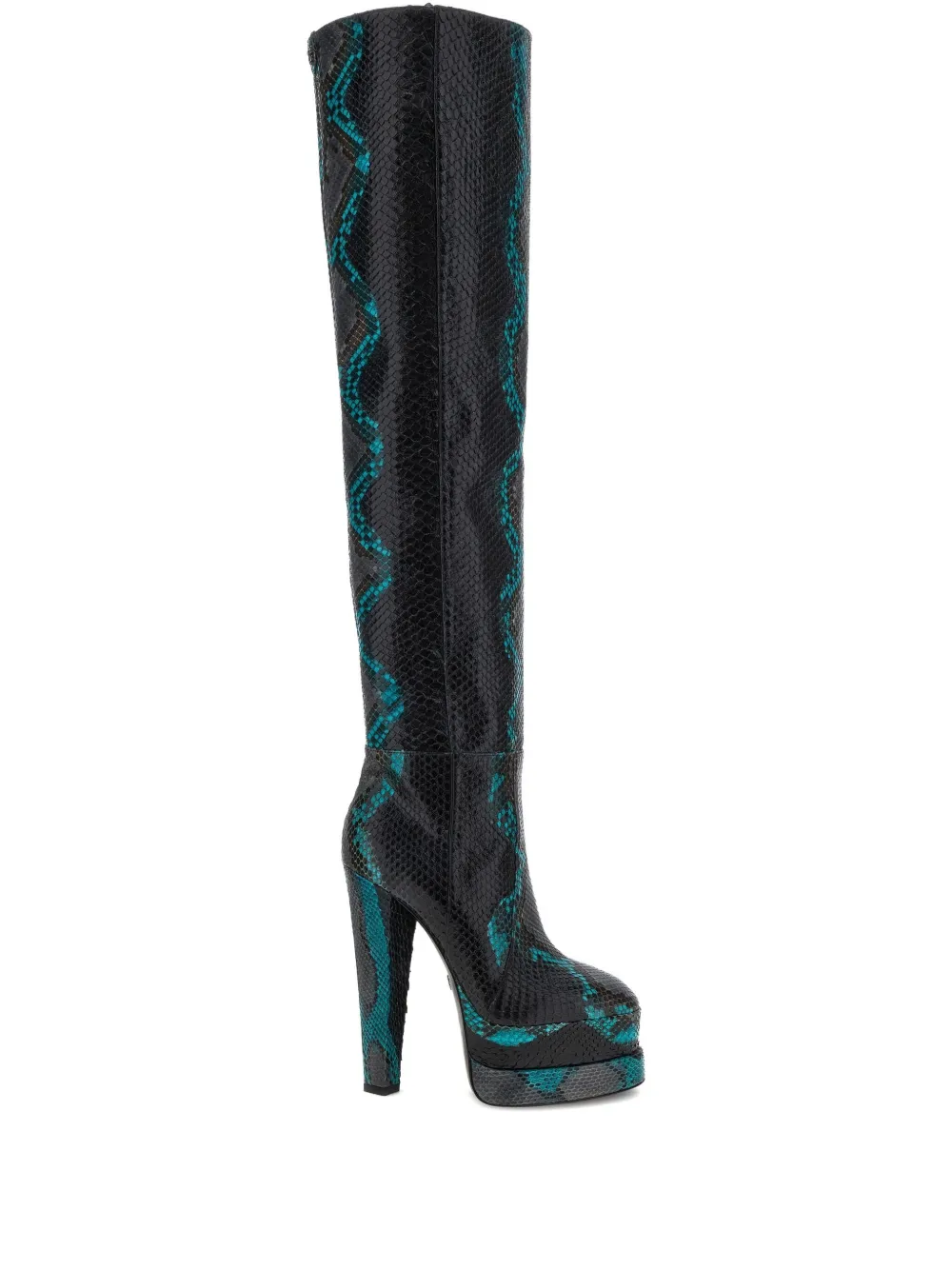Roberto Cavalli snakeskin platform boots – Black