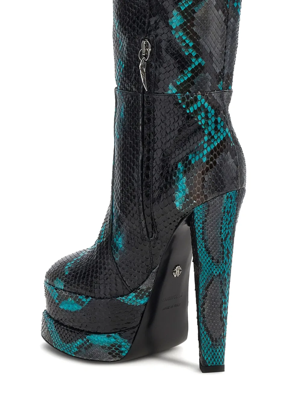 Roberto Cavalli Laarzen met plateauzool en slangen-effect Zwart