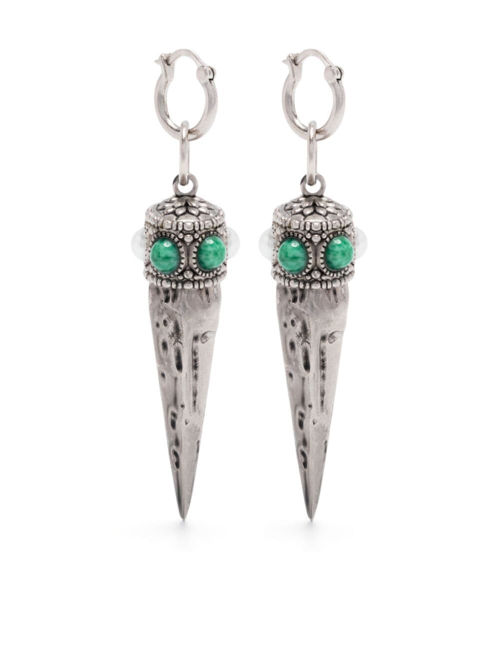 Roberto Cavalli Tiger Tooth Embellished Earrings In Silver