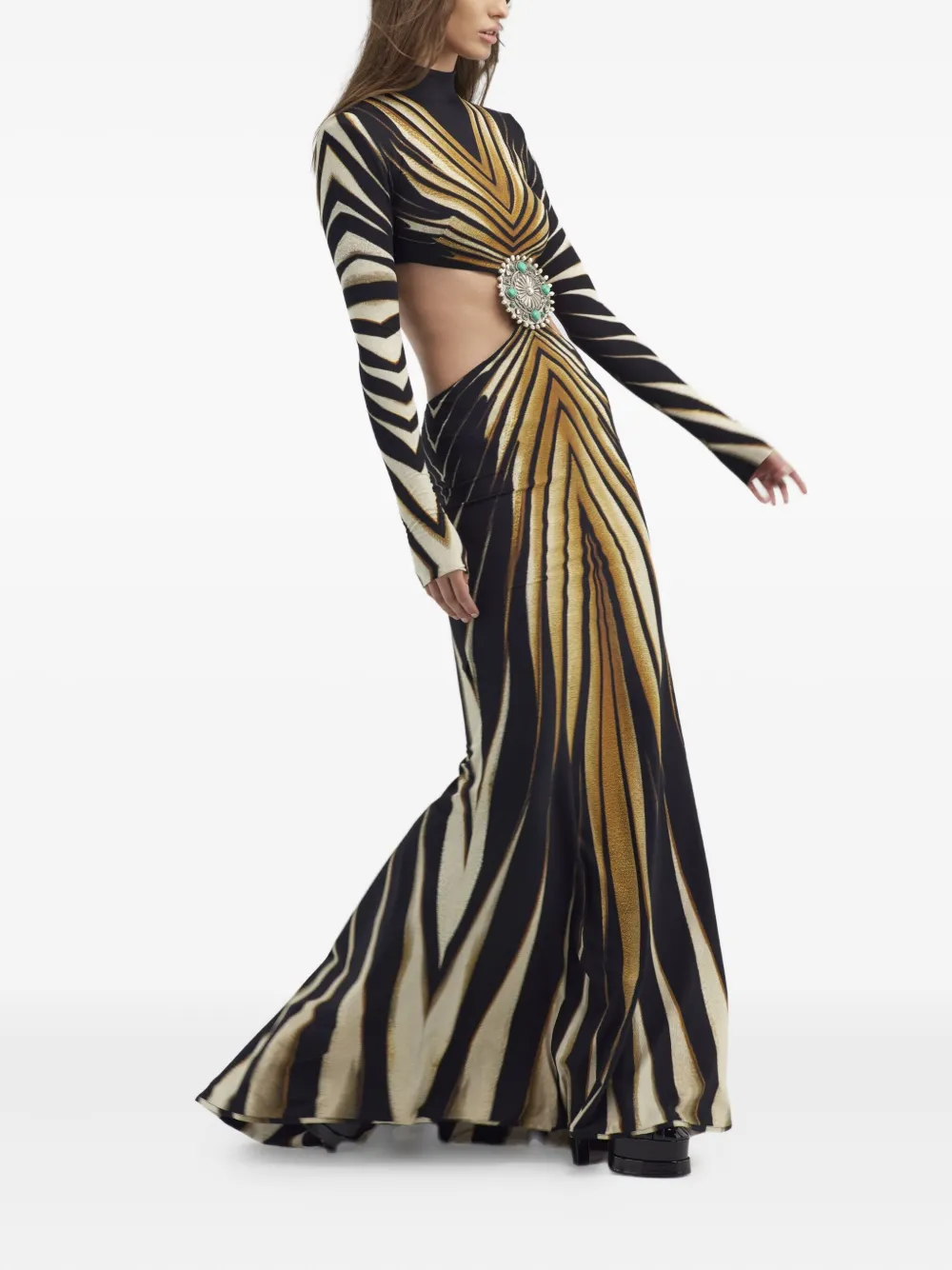 ROBERTO CAVALLI RAY OF GOLD-PRINT GOWN