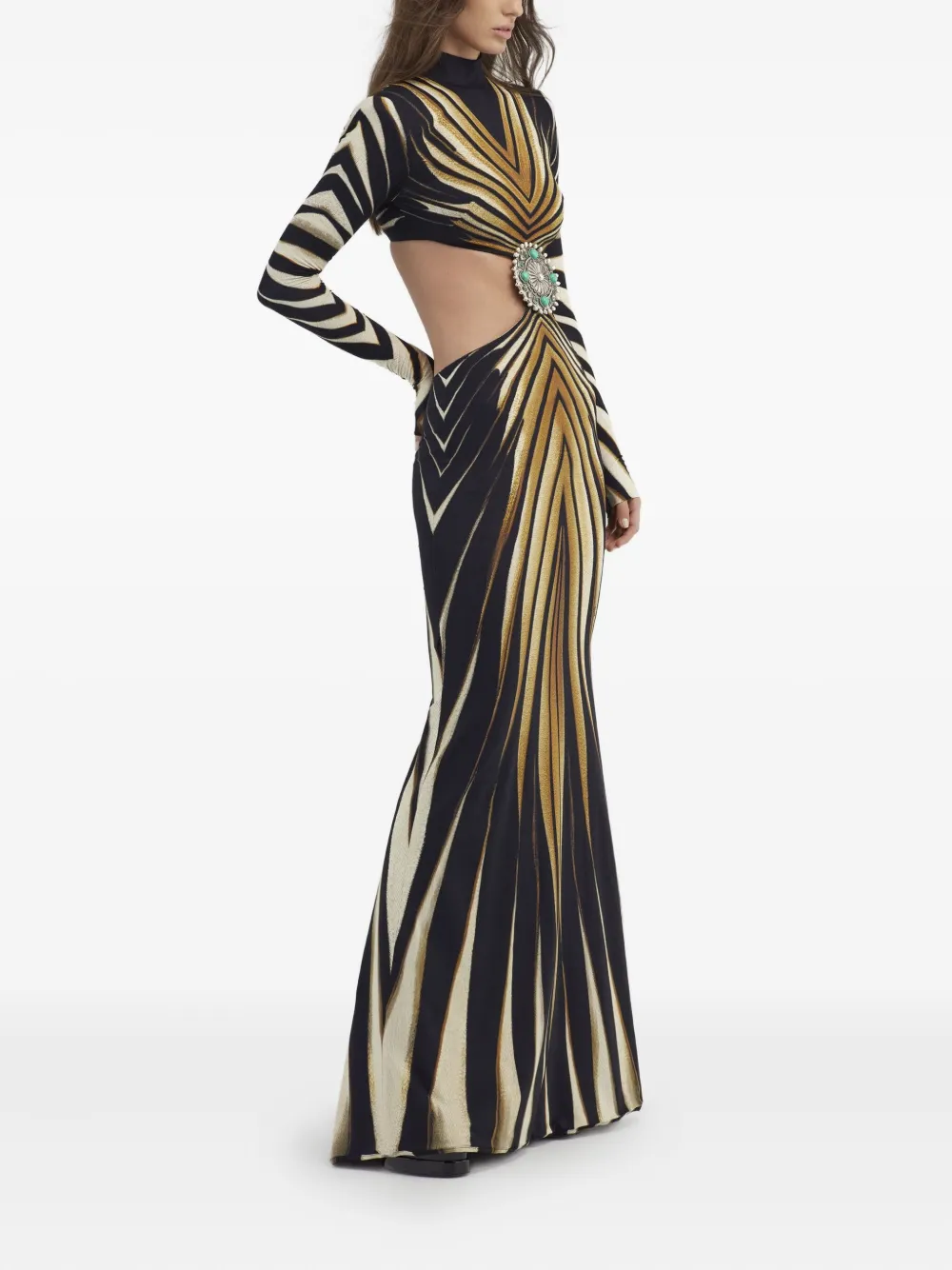 ROBERTO CAVALLI RAY OF GOLD-PRINT GOWN