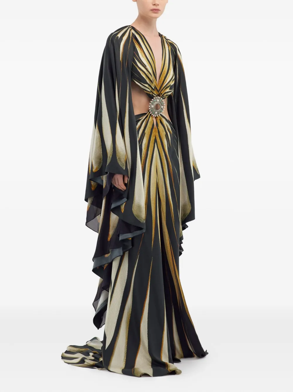 ROBERTO CAVALLI STRIPED MAXI DRESS