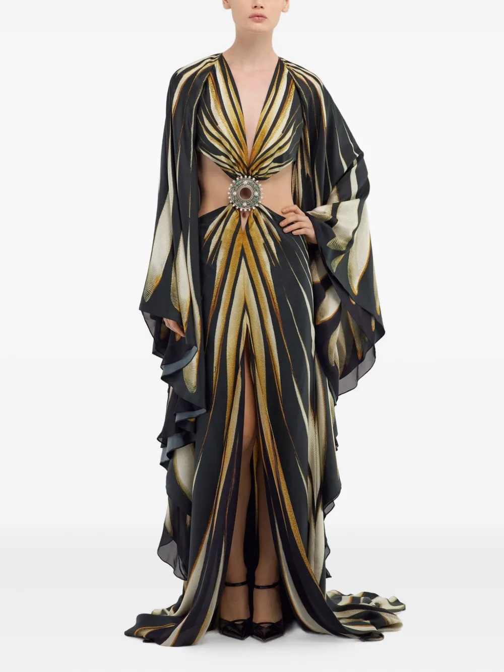 robertocavalli Roberto Cavalli Gestreepte maxi-jurk - Goud