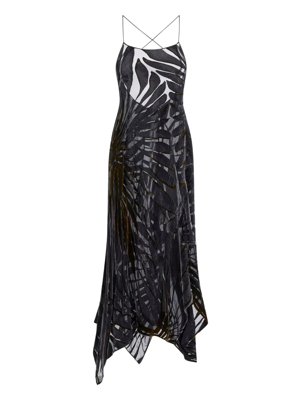 Roberto Cavalli Kleid aus Samt mit Blatt-Print - Schwarz