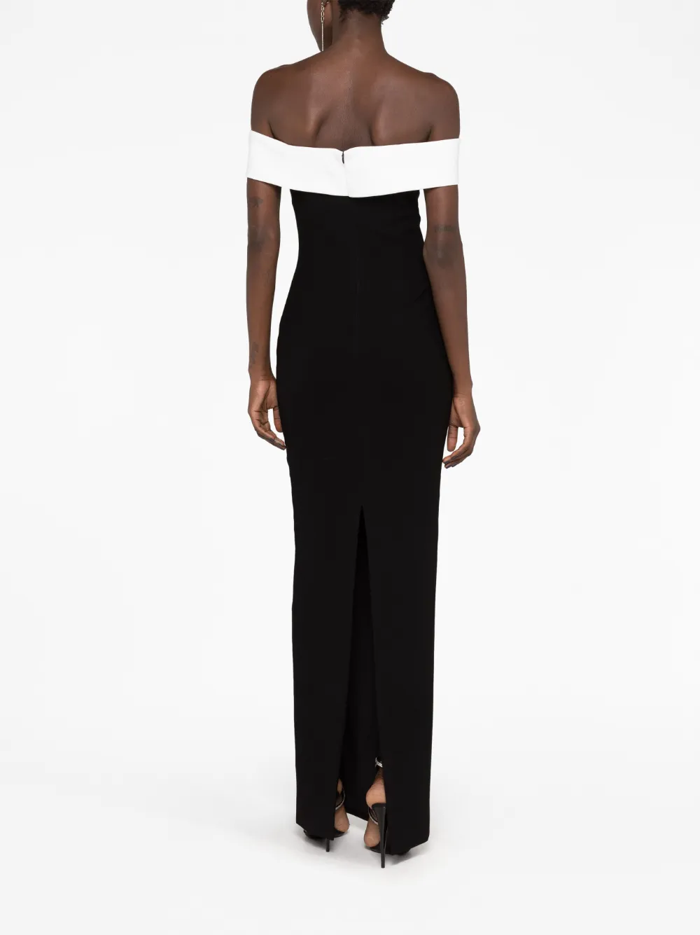 Monot Colour-block Off-shoulder Maxi Dress In Schwarz