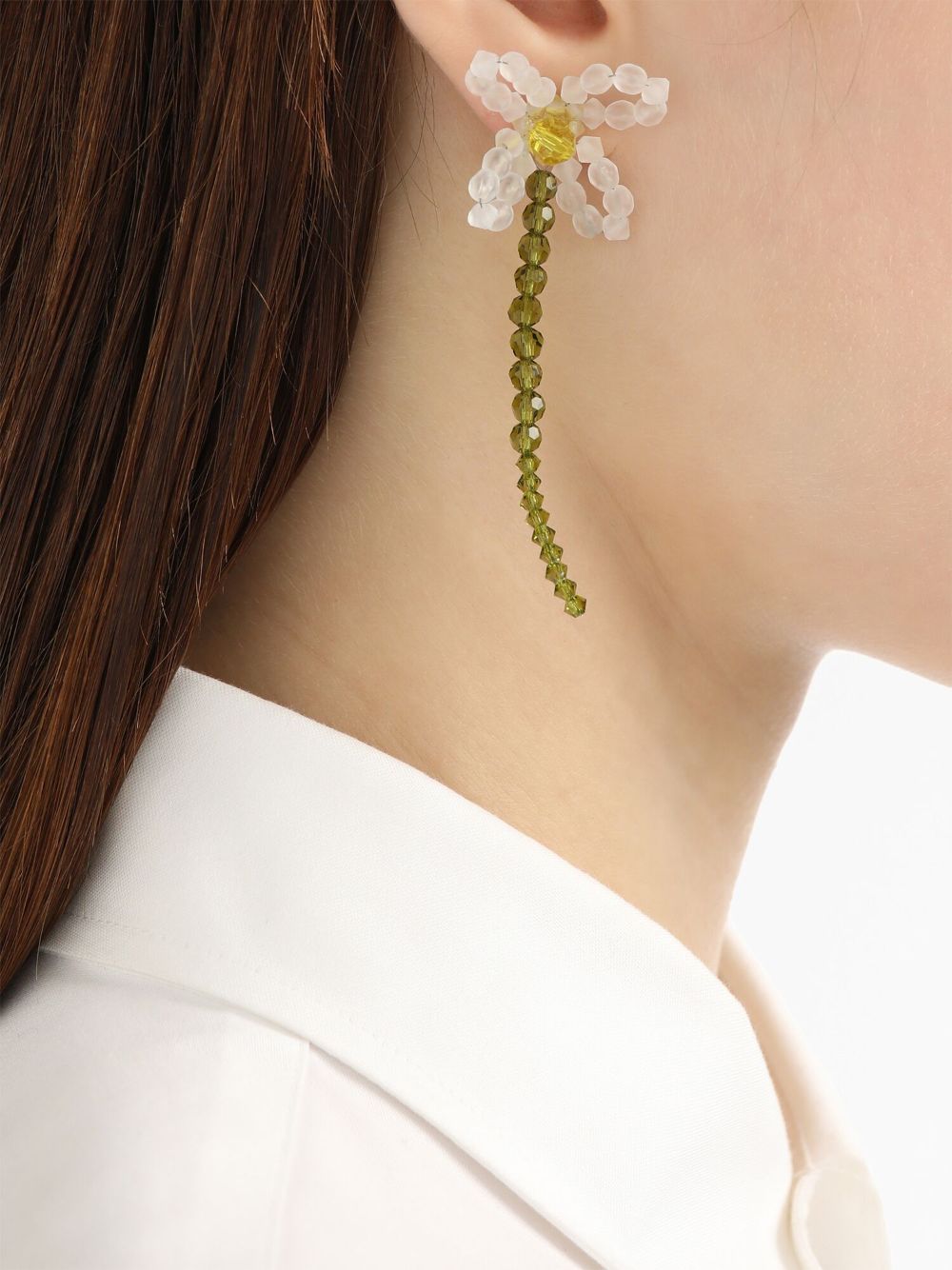 Simone Rocha floral bead-embellished earrings - Groen