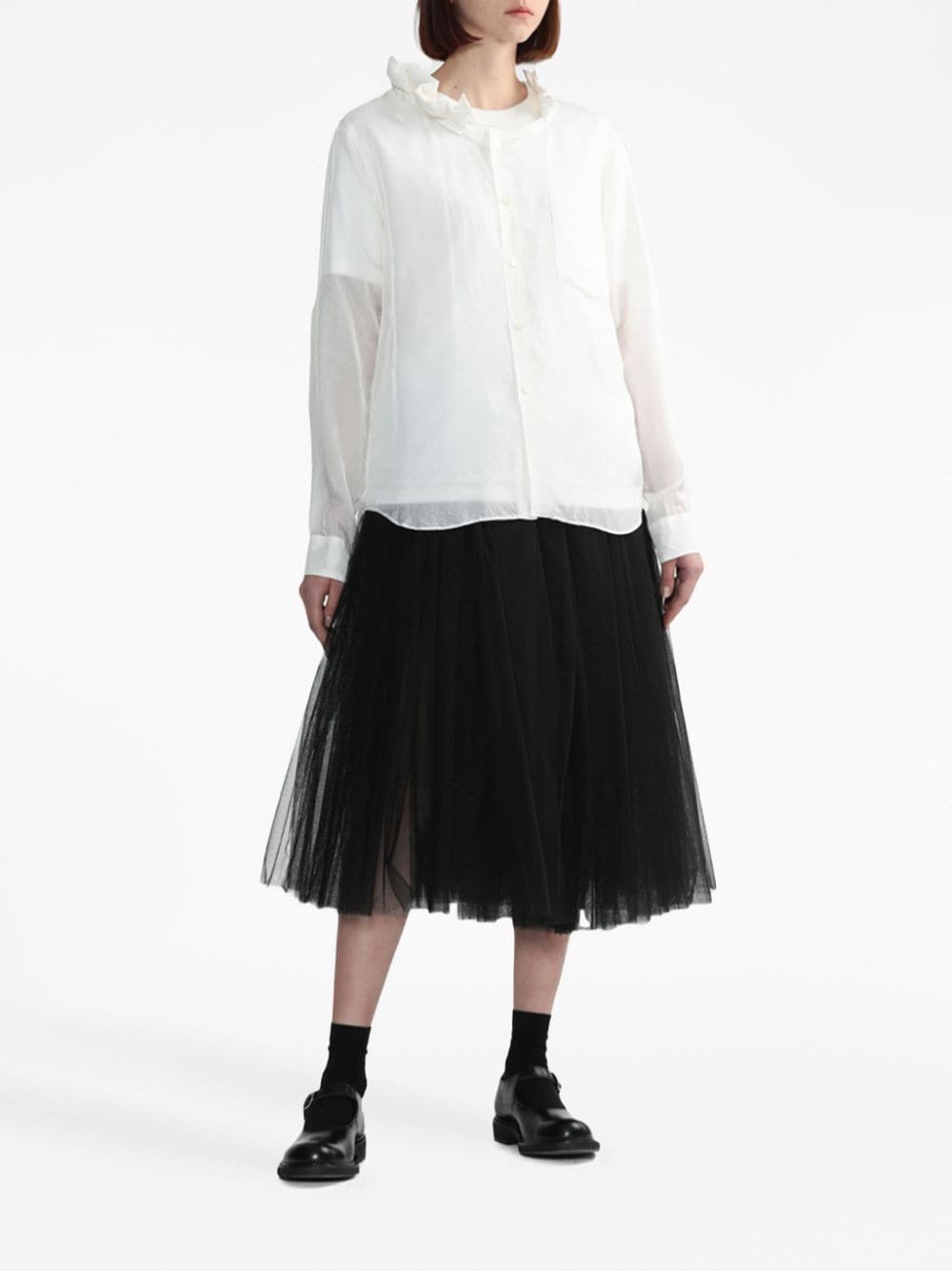 Shop Black Comme Des Garçons Tutu High-waisted Midi Skirt In Black