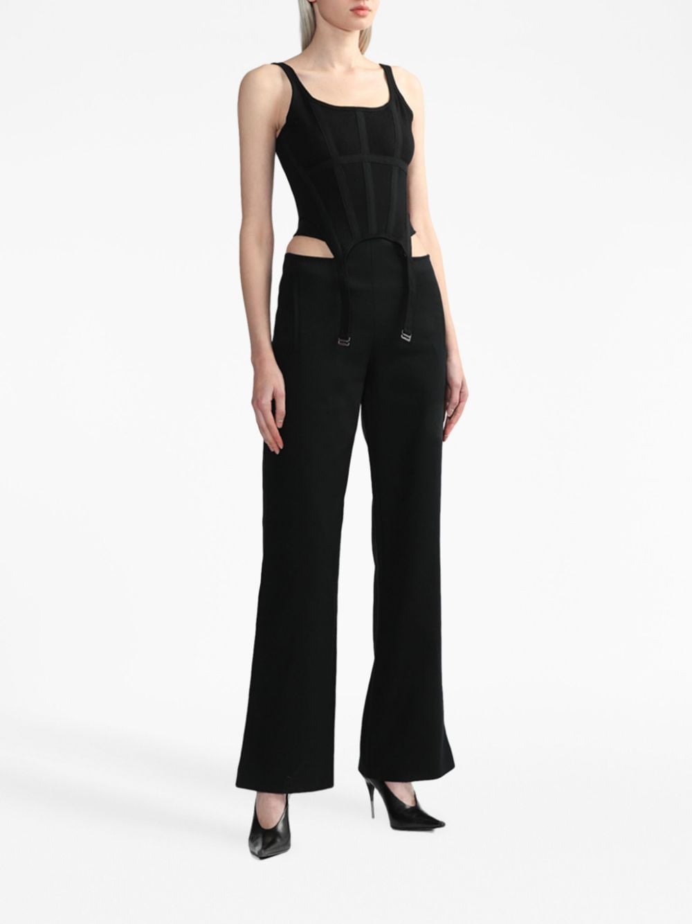 Dion Lee cut-out detailing flared trousers - Zwart