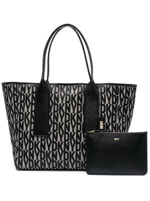 DKNY Large Carol Black Leather Pochette Bag