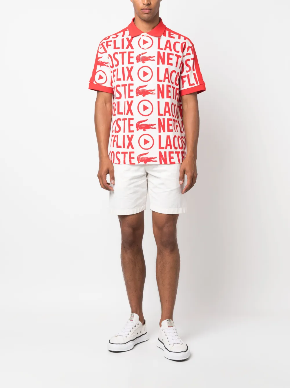 Lacoste x Netflix logo-print polo shirt - Wit