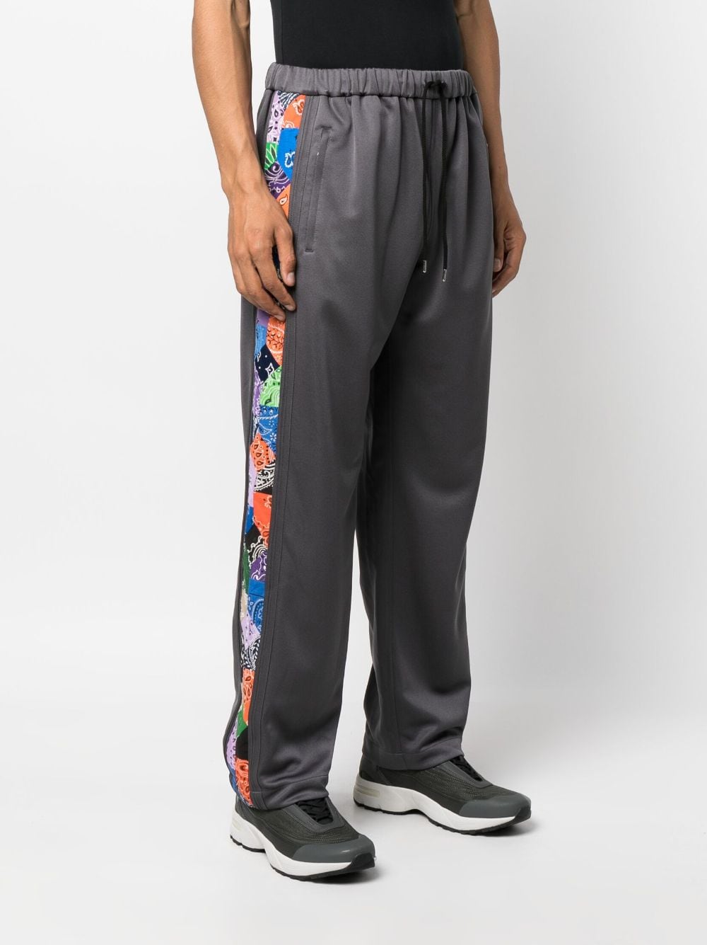 Shop Children Of The Discordance Drawstring-waistband Bandana-print Trousers In Grey