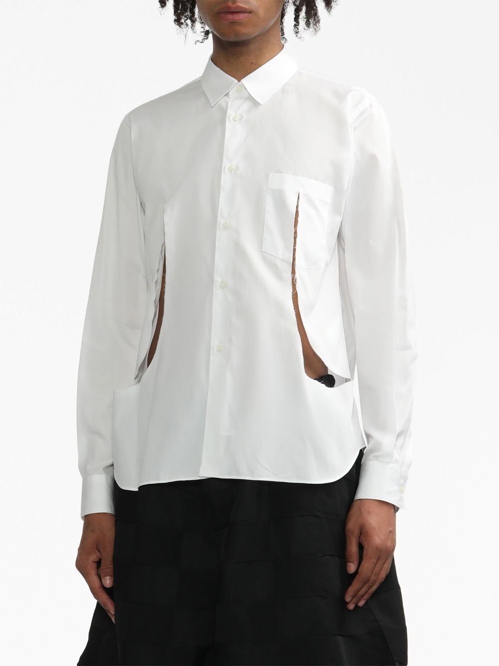 Farfetch Comme Des ripped-detail Garçons Black - Shirt long-sleeve
