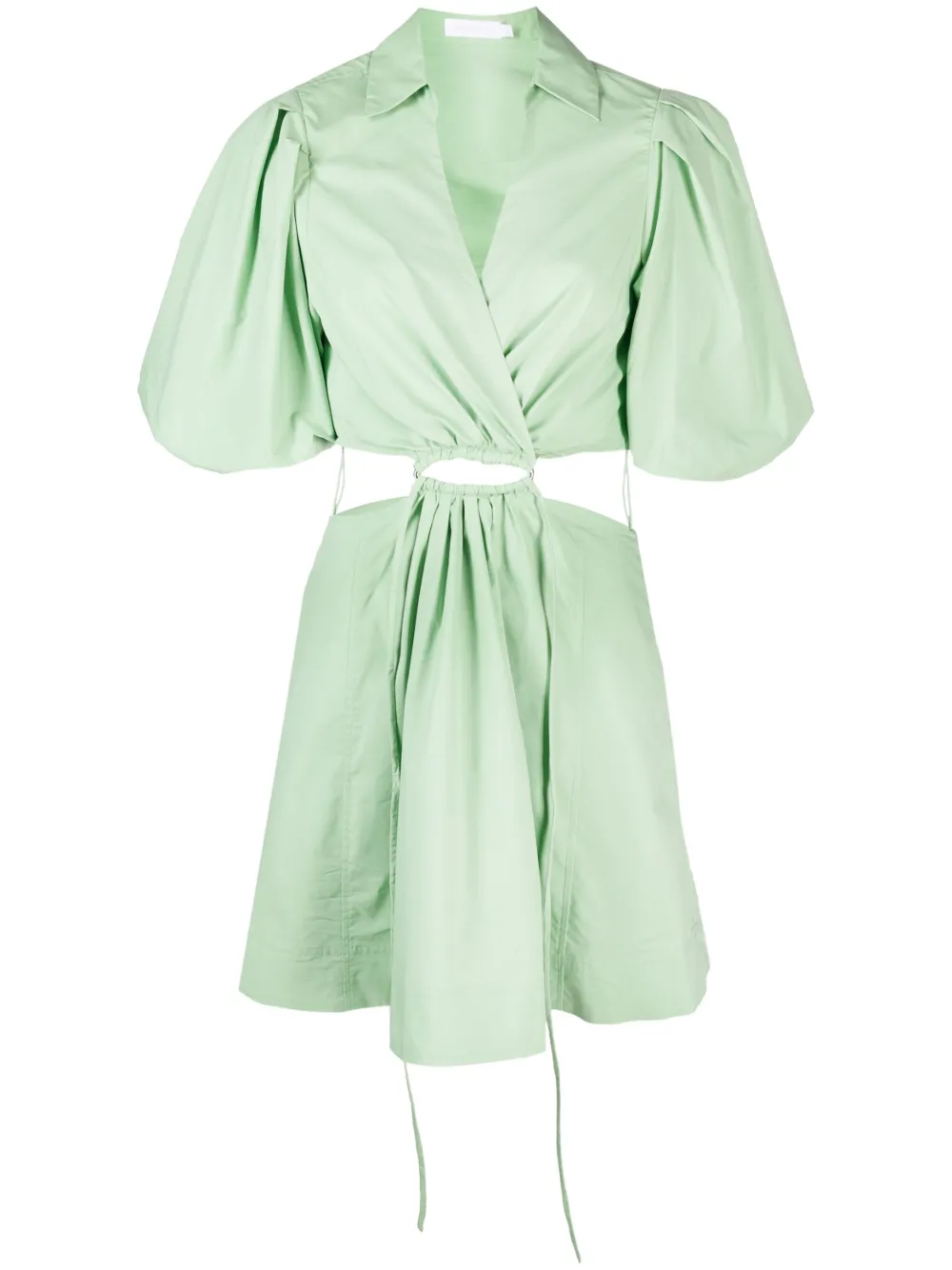 Simkhai Womens Spring Green Aulora Puff-sleeve Cotton-blend Mini Dress In Green