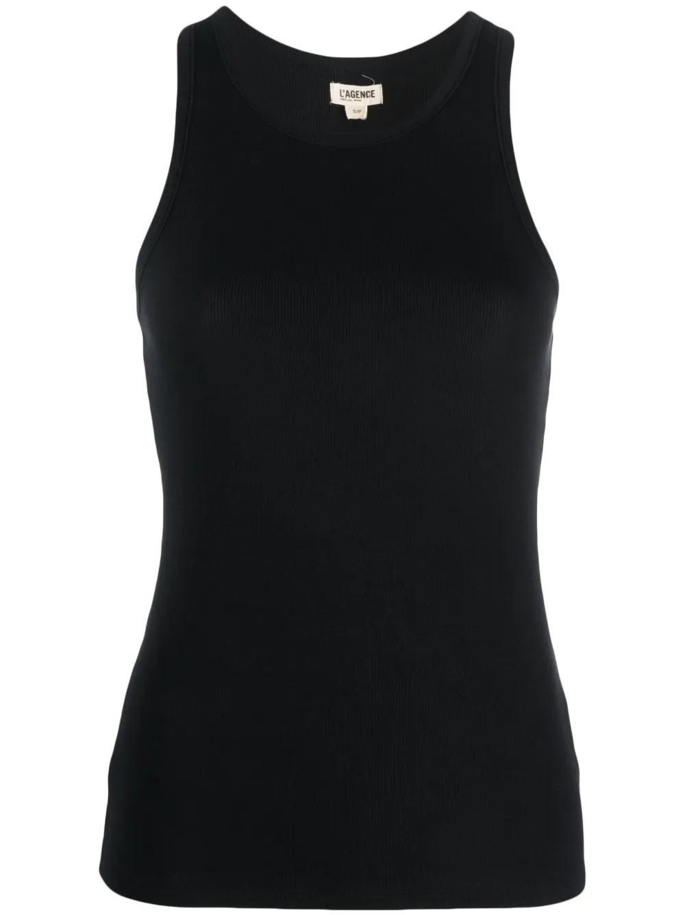 L'agence Ribbed Round-neck Tank-top In Schwarz