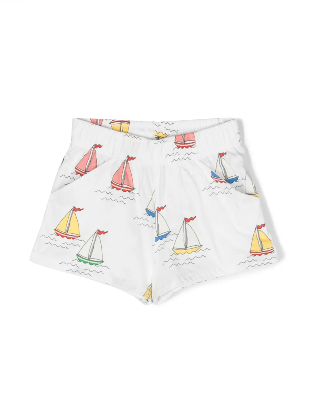 Mini Rodini Kids' Boat-print Organic Cotton Shorts In White