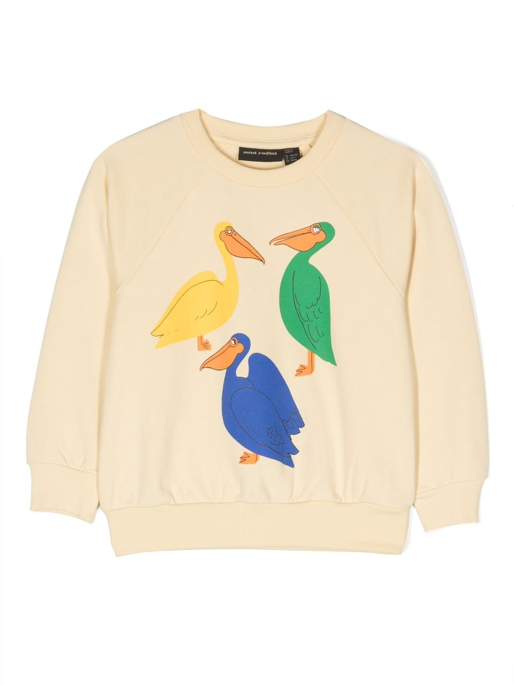 Mini Rodini Kids' Pelican-print Cotton Sweatshirt In Yellow