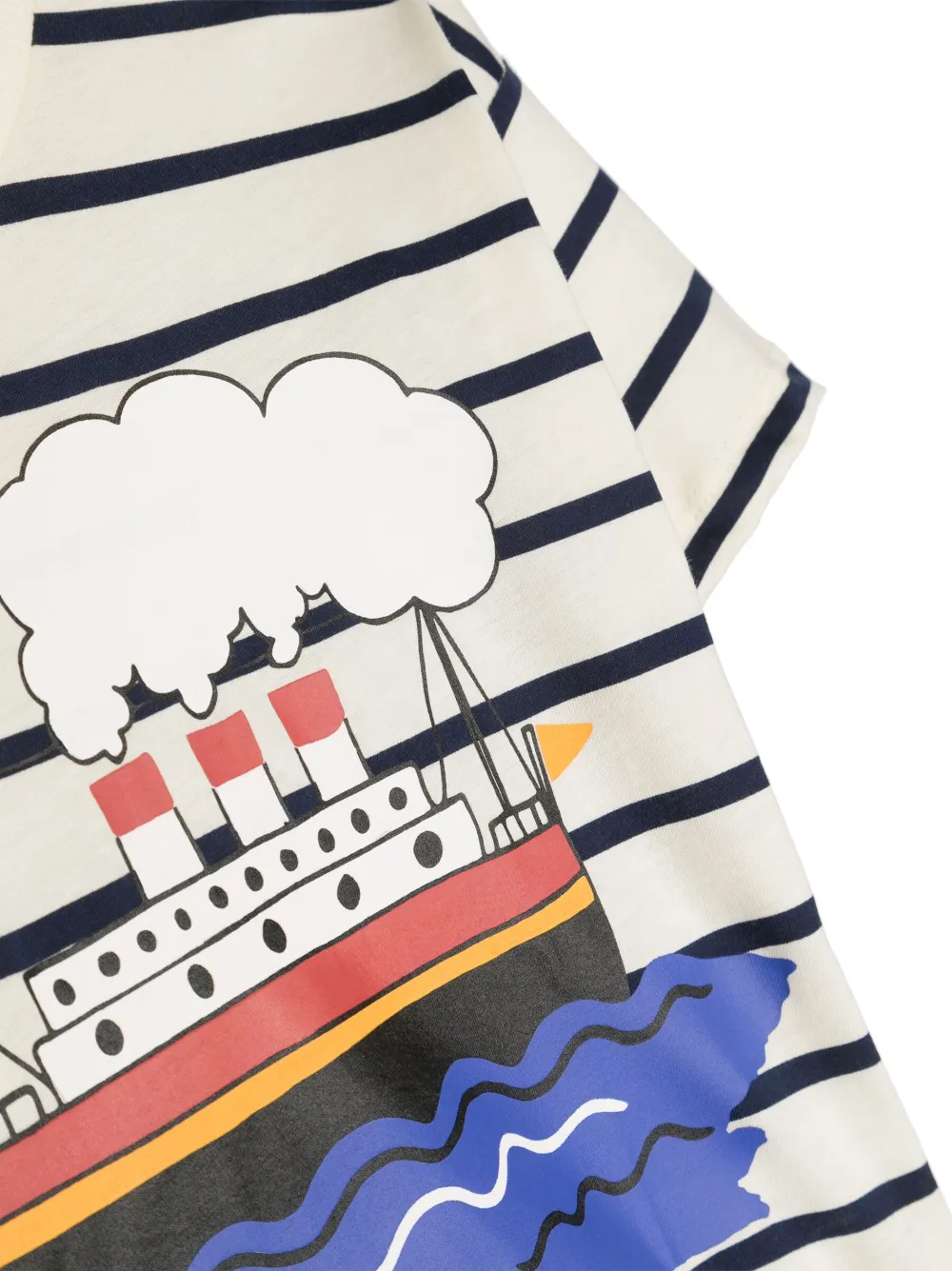 Mini Rodini Striped Graphic-print T-shirt In Blue