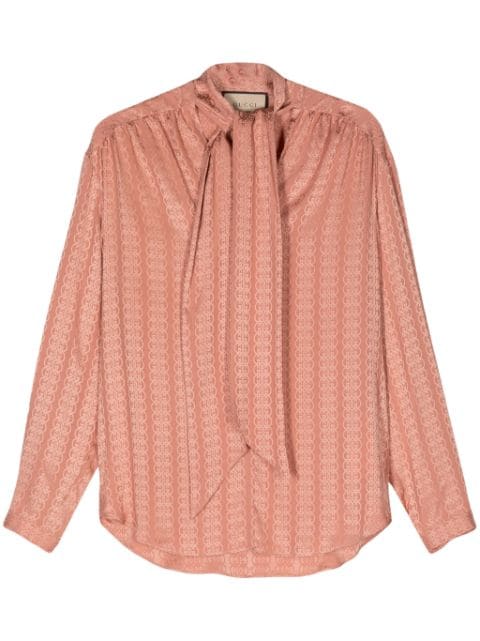 Gucci Interlocking G-jacquard silk blouse