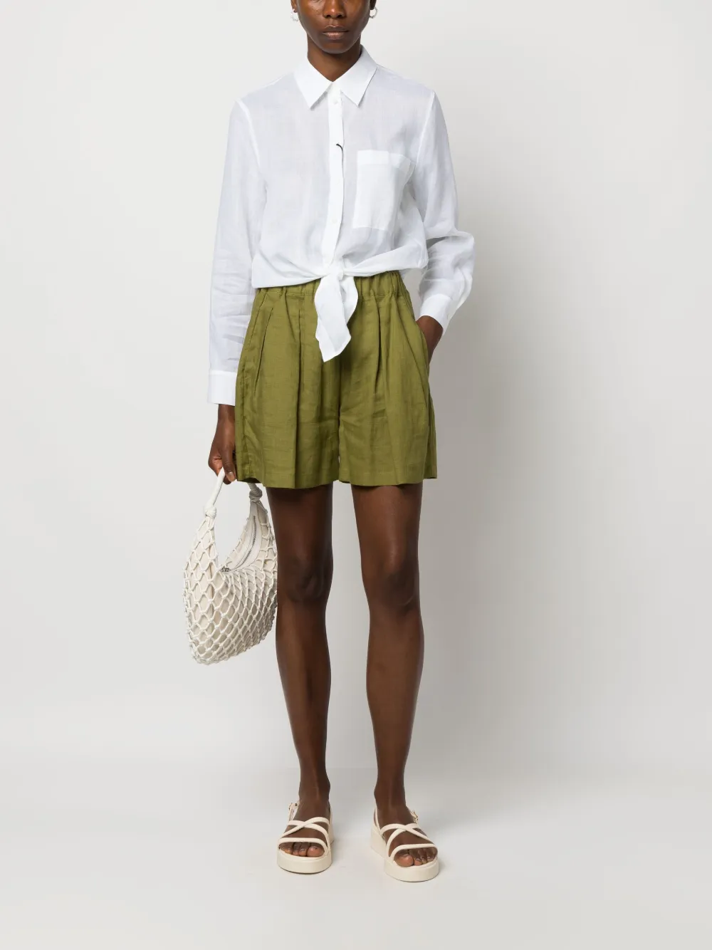 Luisa Cerano Blouse met gestrikte taille - Wit