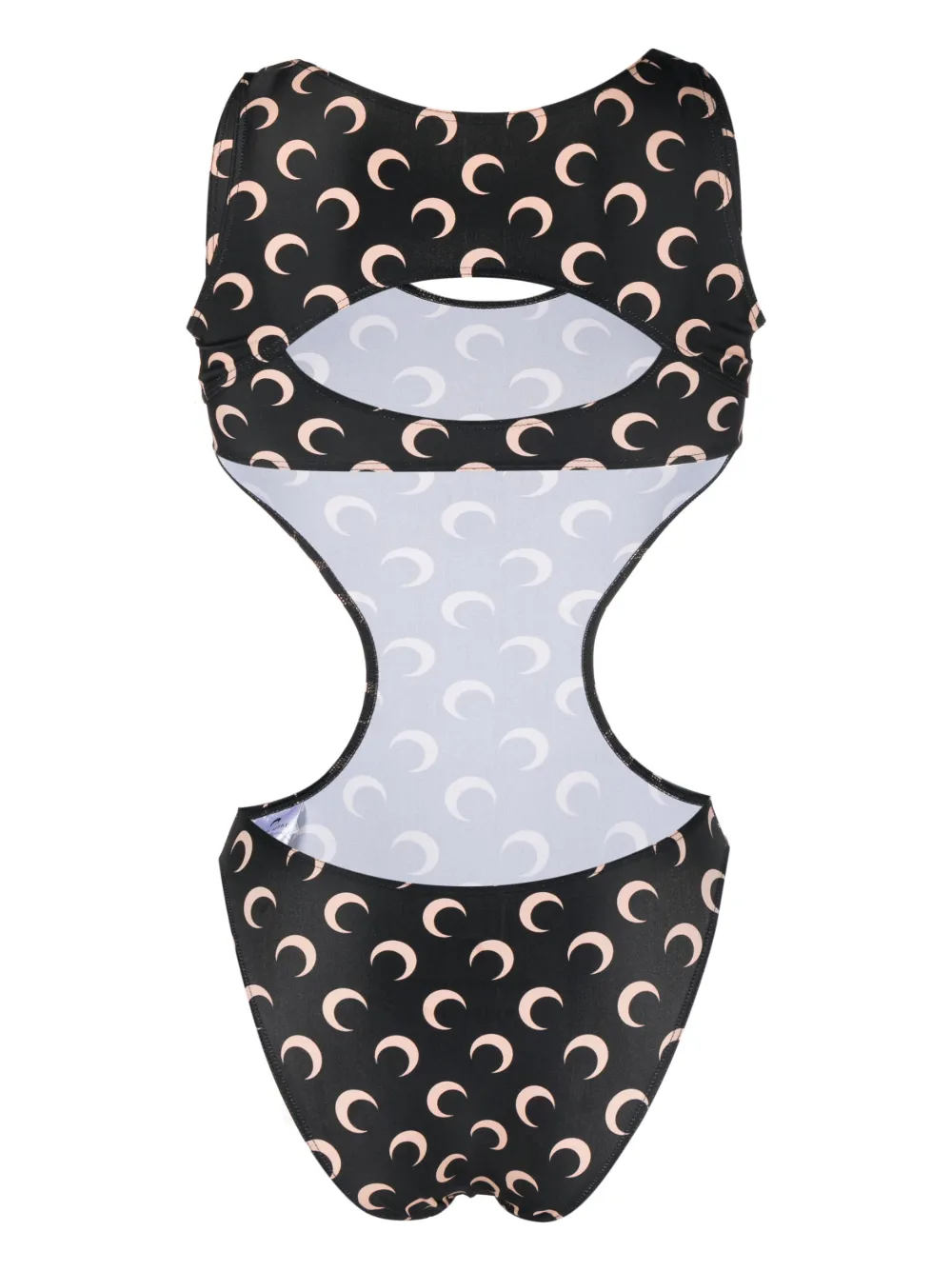 Marine Serre crescent moon-print swimsuit - Zwart